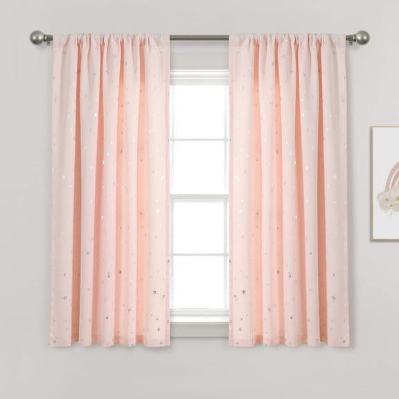 Lush Decor Star Blackout Window Curtain Panels Blush 52X63 Set
