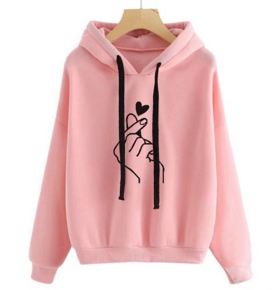 GH Womens Vogue Hoodies Drawstring Warm Contrast Colors Pullover Sweatshirts 