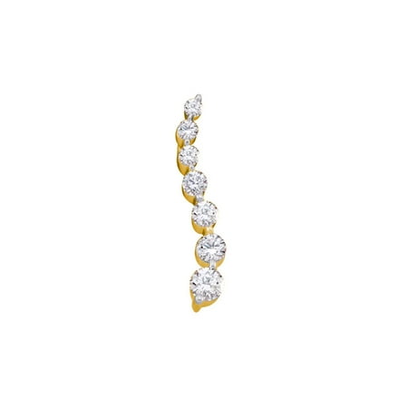Graduated Diamond Drop Pendant - 10kt Yellow Gold Womens Round Diamond Graduated Journey Pendant 1/4 Cttw