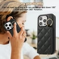 thumbnail image 5 of TECH CIRCLE for iPhone 14 Pro Case, Quilted PU Leather Double Magnetic Clasp Shockproof Cover with Card Holder Shoulder Strap Mirror Ring Stand Flip Wallet Case for iPhone 14 Pro 6.1",Black, 5 of 6
