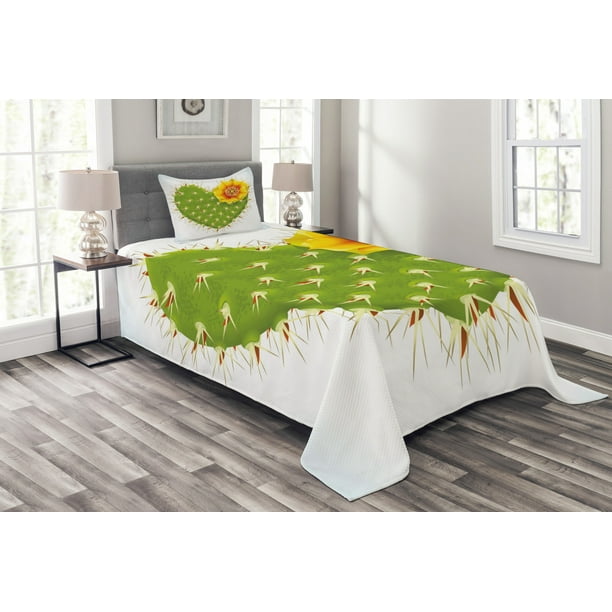 Cactus Bedspread Set T In The Shape Of Heart And Yellow Flower With Opuntia Spikes Decorative Quilted Coverlet Pillow Shams Included Green Orange By Ambesonne Com - Yellow And Green Cactus Bedding Cactus Bedspread Set T In The Shape Of Heart And Yellow Flower With Opuntia Spikes Decorative Quilted Coverlet Pillow Shams Included Green Orange By Ambesonne Com - Yellow And Green Cactus Bedding
