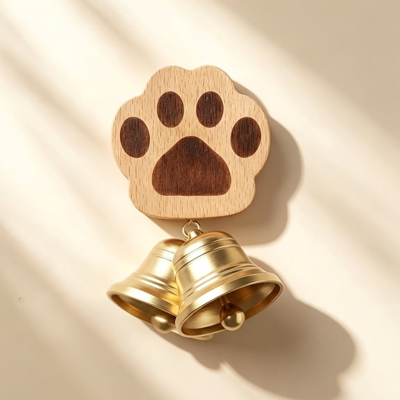 Cartoon Animal Paw Print Doorbell, Copper Wind Chime for Door Fridge - Brown
