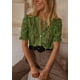 thumbnail image 5 of Blusa PRETTYGARDEN de encaje de manga corta para mujer, color verde militar, 5 of 6