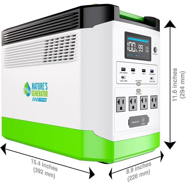 Nature's Generator Lithium 1800 Platinum:2 of 1800W Solar & Wind Powered Nature's Generator Lithium+ 2 of 100W Solar Panels with 50ft cable