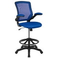 thumbnail image 2 of EMMA + OLIVER Mid-Back Blue Mesh Ergonomic Drafting Chair with Foot Ring and Flip-Up Arms, 2 of 4