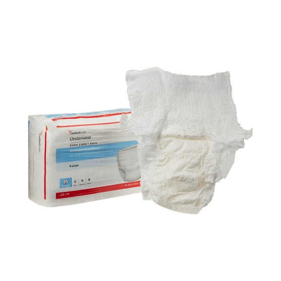 Sure Care Extra Disposable Underwear Pull On with Tear Away Seams X-Large, 1850R, 68, 25 Ct