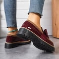 thumbnail image 4 of Rokment Bow Platform Oxfords Dress Penny Loafers Shoes for Women 2026 Fashion Casual Leather Bowknot Chunky Mid Heels Slip on Mary Jane Sneakers Spring Fall Wine Size 8.5, 4 of 6