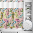 thumbnail image 2 of No Hook Shower Curtain, Summer Slippers Shower Curtains for Bathroom with See Through Top Window, Watercolor Flip Flops Ocean Beach Light Brown Waterproof & Washable Bath Curtain 66"x72", 2 of 9