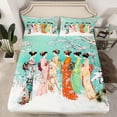thumbnail image 2 of Homewish Japanese Geisha Girl Twin Sheet Sets,Pink Cherry Blossom Twin Fitted Sheet,Japan Style Flat Sheet For Kids,Ultra Soft Home Decor,3-Piece, 2 of 7