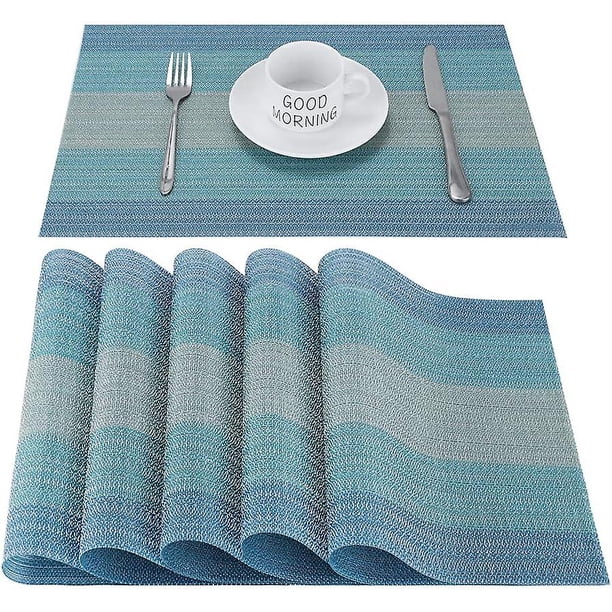 Manteles individuales de vinilo rectangulares, resistentes al calor, lavables y antideslizantes de PVC para restaurante, mesa de comedor en la cocina o el comedor, juego de 6 de 45 x 30 cm