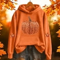 thumbnail image 2 of XIYON Hoodies For Women Halloween Pumpkin Print Hooded Sweatshirt With Front Pockets For Fall Winter Cozy Long Sleeve Pullover Tops For Women, 2 of 5