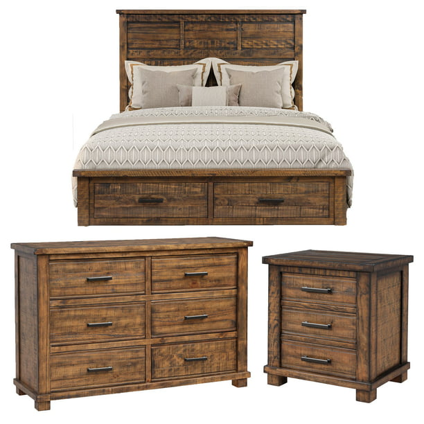 Beyamis Rustic Reclaimed Pine Wood 3, Reclaimed Wood King Bed Set