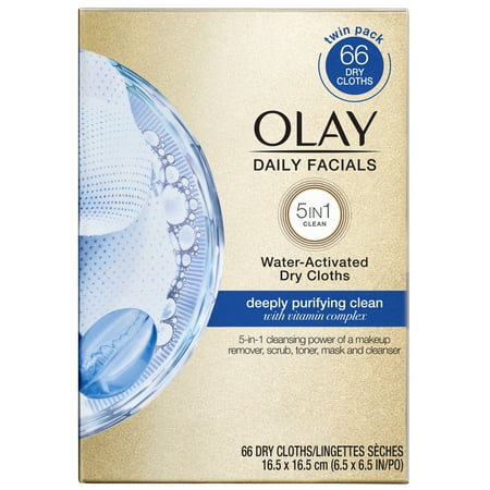 Olay Daily Facials Cleansing Cloths, Deep Purifying, 66 Count