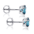 thumbnail image 2 of 2Ct Round Cut Lab-Created Blue Diamond Solitaire Stud Earring 14K White Gold Plated, 2 of 2