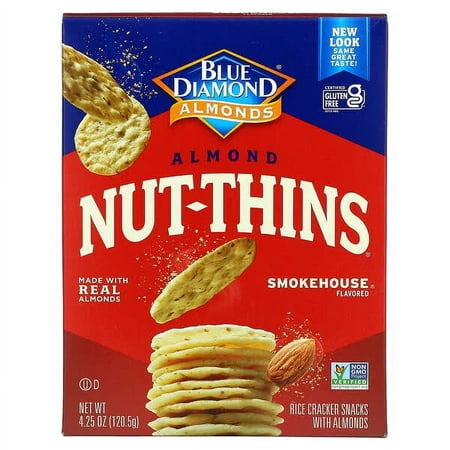 Blue Diamond, Almond Nut-Thins, Rice Cracker Snacks with Almonds, Smokehouse, 4.25 oz