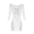 thumbnail image 2 of Helii Womens Sheer Fishnet Dress Mesh Exotic Mini Dress Striped Hollow Out Bodycon Mini Dress Three Quarter Sleeve Clubwear Party Dress Short Stretchy See Through Dress 6 Color Pack, 2 of 3