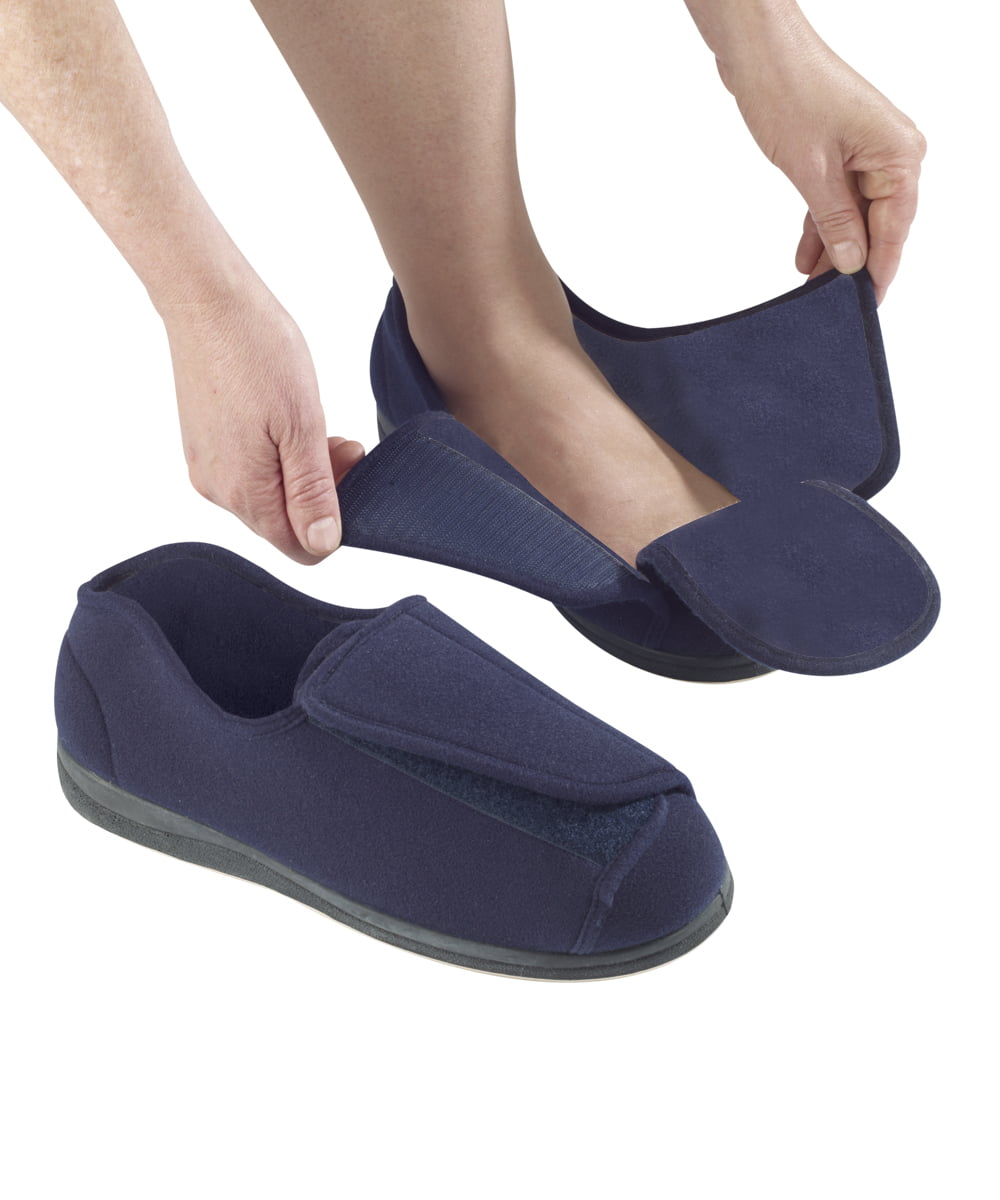 Silverts Men Extra Extra Wide Slippers, 12, Navy - Walmart.com
