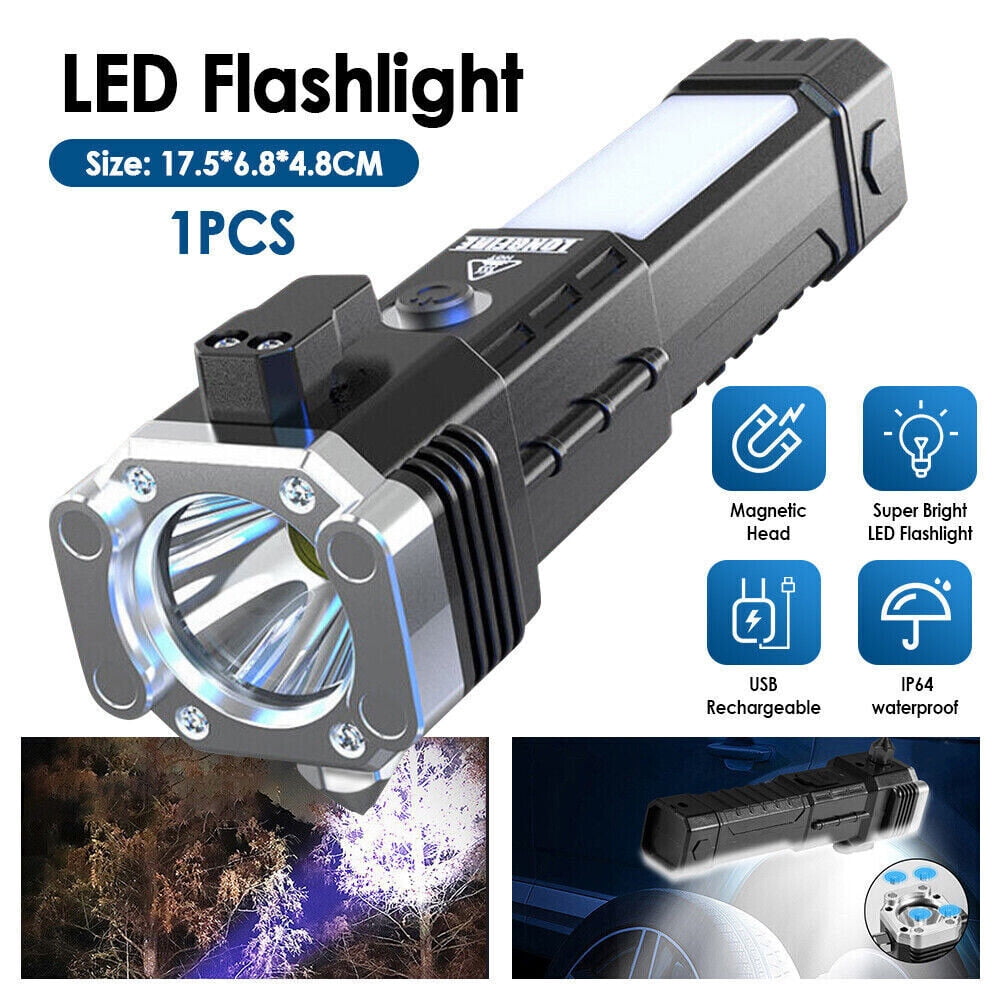 MDHAND Super Bright LED Flashlight, Big Beam LongRange Flashlight USB Rechargeable Waterproof