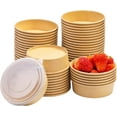 thumbnail image 1 of Liquidation! liquidation! Bols à Salade en Papier 17oz, Bols en Papier Jetables avec Couvercles Transparents, Contenants Alimentaires Ronds Jetables en Kraft pour Barbecue, Rassemblements et Fêtes (50 Pcs), 1 of 8