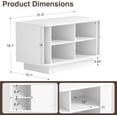 thumbnail image 2 of 31.5" W Small Shoe Storage Bench, Shoe Bench Entryway with Sliding Doors and Adjustable Shelvs, Wooden Low Cabinet for Hallway, Living Room, Bedroom, Apartment, Dorm, Mudroom, Garage, White, 2PCS, 2 of 18