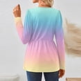 thumbnail image 3 of WTOBBY Women's Gradient Color Long Sleeve Tunic Top, Casual Fashion Shirt with Belted Design, Fall Layering Blouse, Flowy Comfort Fit Style,Light Blue XL, 3 of 4