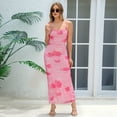 thumbnail image 5 of Women'S Floral Ruched Bodycon Midi Dress Mesh Fishtail Summer Wedding Guest Cocktail Going Out Dresses 2025 Rose Red M, 5 of 9