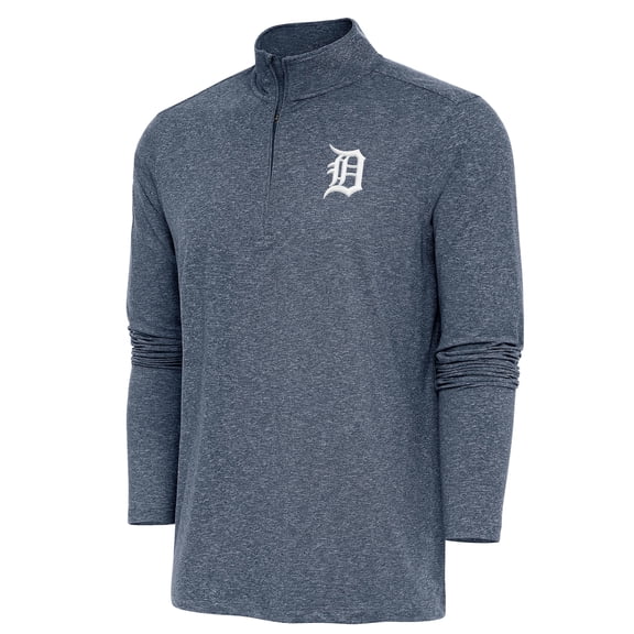 Men's Antigua  Heather Navy Detroit Tigers Hunk Quarter-Zip Pullover Top