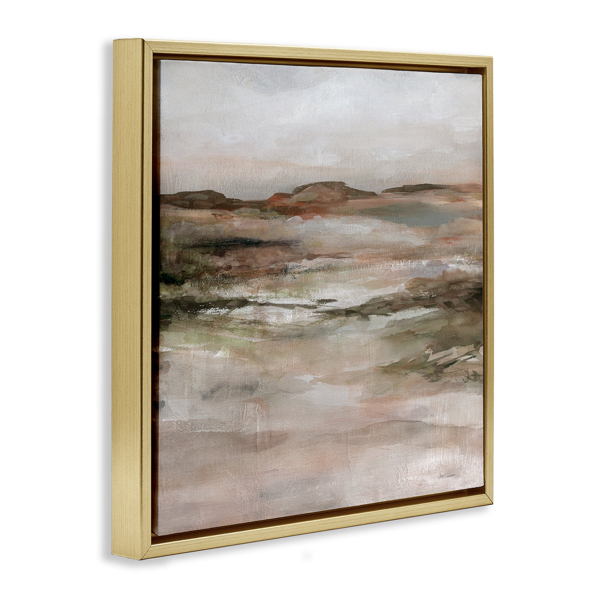 Stupell Industries Rugged Dunes Landscape Abstract Painting Gold Floater Framed Canvas Art Print Wall Art, 18 x 18