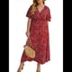 thumbnail image 2 of Vestido Corto de Corte A con Escote en V, Corta, Volantes y Dobladillo para Mujer, Talla Grande Rojo XL, 2 of 10