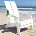 thumbnail image 4 of Chaise Adirondack Pliante d'Extérieur Porte-Gobelet Hanches Plastique Réglable Chaise d'Inclinaison de Patio avec Texture Bois, Blanc, 4 of 7