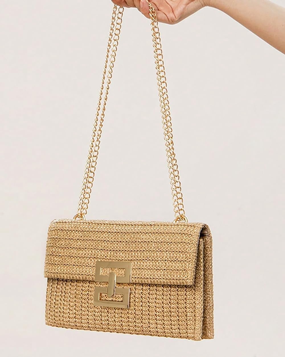 Straw Clutch Purses for Women Vintage Summer Straw Beach Bag Woven Purse Wicker Rattan Envelope Clutch for Wedding