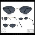 thumbnail image 2 of Diamond Shape Hustler Fashion Trendy Small Lens Metal Rim Sunglasses Gold - Black, 2 of 8