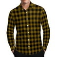 thumbnail image 2 of Fznquz Big and Tall Men's Button Up Shirt Button Down Long Sleeve Plaid Yellow Shirts Collar Men's Fashion, 2 of 8