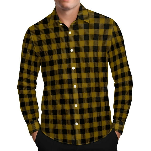 Mens Shirts Under $10 Men’s 2025 Fall Button Down Plaid Dress Shirts Versatile Stretch Casual Long Sleeve Stylish Lapel Checkered Shirt