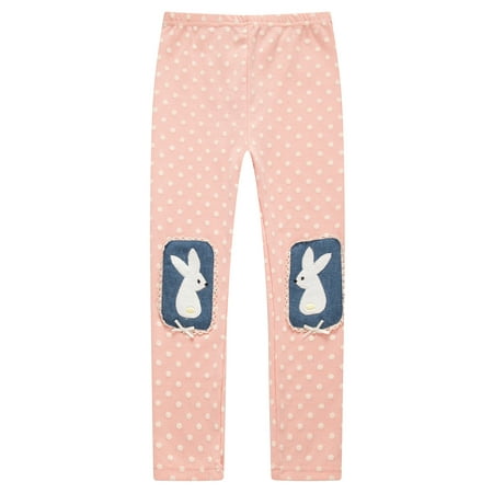 Polka Dot Ruffle Legging - Richie House Girls' Polka dot leggings with rabbit applique RH2189