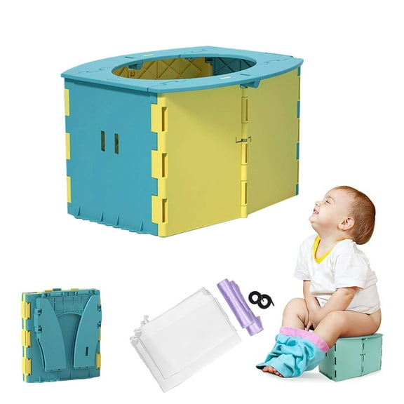 Potty Training Toilet, Travel Potty Seat for Toddler, Reusable Portable Folding Potty for Toddler, Travel Foldable Toilet for Outdoor Camping, Toddler Potty Seat for Baby Potty Training, Yellow