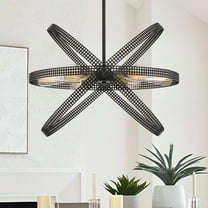 Vanity Art 6 Light Unique Globe Pendant Lighting | Modern Hanging Ceiling Lights Fixtures for Dining Room Living Room Bed Room Kitchen, Classic Black/Brass Dust, SJR30106BK-BD