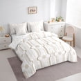thumbnail image 3 of Manfei Abstract Honeycomb Hexagon Twin Bedding Sets 7-Piece for Teens Boys Girls,Minimalist Geometric Bedding Comforter Set Microfiber,Mid Century Stripes Breathable Sheet Sets, 3 of 8