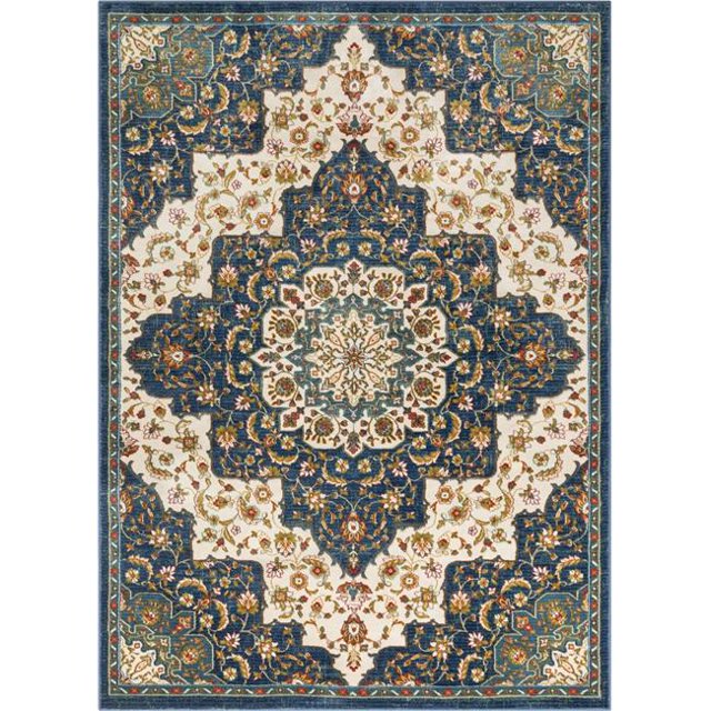 Well Woven TU-14-5 Tulsa Oracle Blue Traditional Medallion Area Rug - 5 ft. 3 in. x 7 ft. 3 in.
