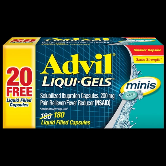 Advil Liqui-Gels Minis Pain Relievers and Fever Reducer Liquid Filled Capsules, 200 Mg Ibuprofen, 180 Count