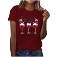 thumbnail image 2 of Fartey 4th of July Shirt for Women American Flag Short Sleeve Tops Independence Day Crew Neck T Shirts Funny Graphic Tees Soft Comfy Party Blouses Wine S, 2 of 4