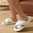 thumbnail image 2 of Men&Women's Slippers with Warm Plush Knit and Lightweight Sole, Indoor Footwear and Fuzzy House Shoes, Perfect for Fall And Winter Comfort 9 White, 2 of 6
