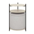 thumbnail image 1 of Mesa Auxiliar MU:4LIFE Estilo Kanso con taburete Otomano gris Claro y natural, 1 of 4
