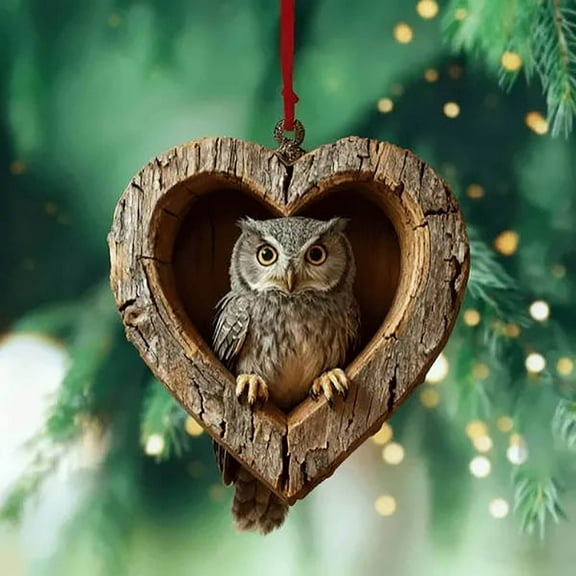 Forest Animal Ornaments Woodland Heart Creature Christmas Tree Decorations 2026 Pine Cone Animal Acrylic Ornaments Rustic Forest Hanging Decor for Holiday Home Winter Party Gifts, 2D