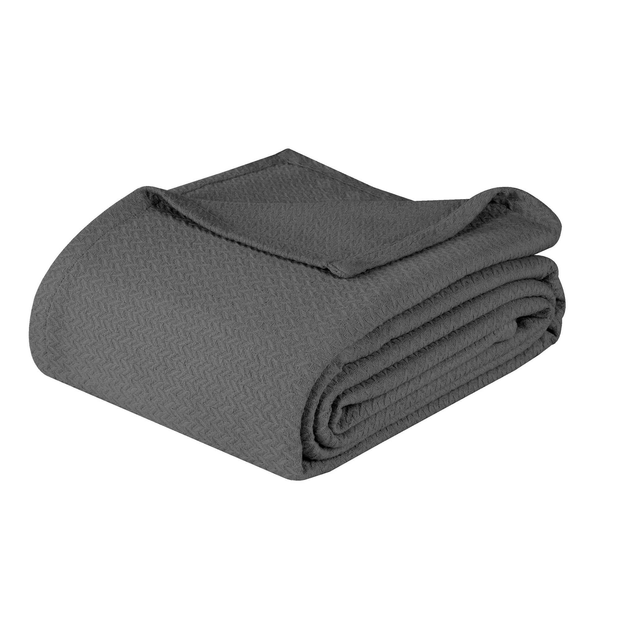 Superior Nobel Cotton Textured Chevron Woven Blanket, Full Queen, Charcoal