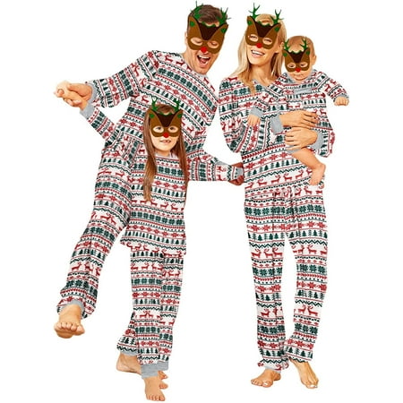 

Viworld Matching Family Christmas Holiday Pajamas Set Reindeer and Snowflake Patterned Sleepwear Xmas PJS Set