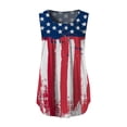 thumbnail image 2 of Mytrendy Women American Flag Print Buttons Hem Tee Sleeveless Round Neck Pleated USA Flag Tank Tops, 2 of 3