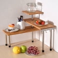 Bamboo 3 Tier Kitchen Corner Shelf Desktop Rack Unit Stainless Steel