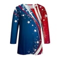 thumbnail image 5 of Odbmxy Womens T Shirts Plus Size 4th of July 3/4 Sleeve Summer Womens Tops Leisure Regular Tunic Blue Going Out Stars Tops, 5 of 5