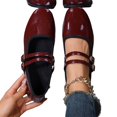 thumbnail image 4 of Willtoo Women’s Mary Jane Flats, Double Buckle Strap Square Toe Casual Dress Shoes Lightweight Low‑Heel Ballet Flats Dress Daily Wear Walking Shoes, 4 of 5